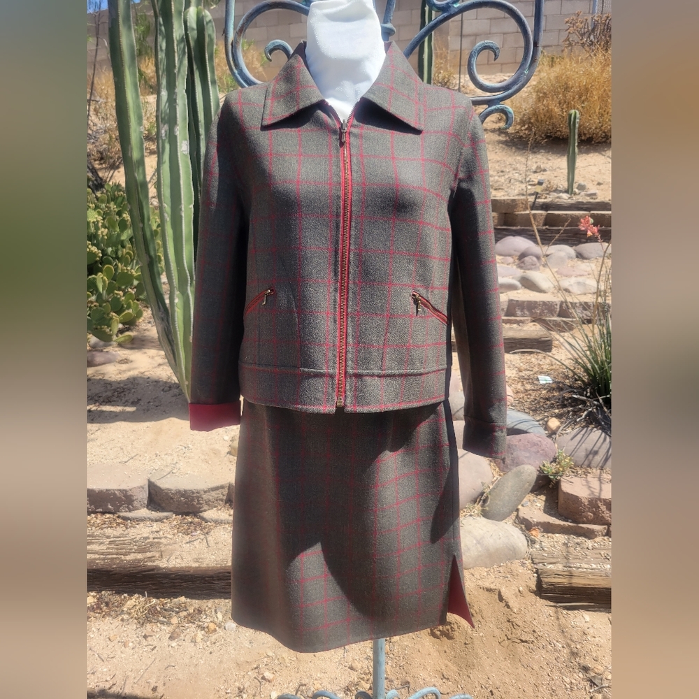 Vintage Carlisle Plaid Jacket Skirt Suit